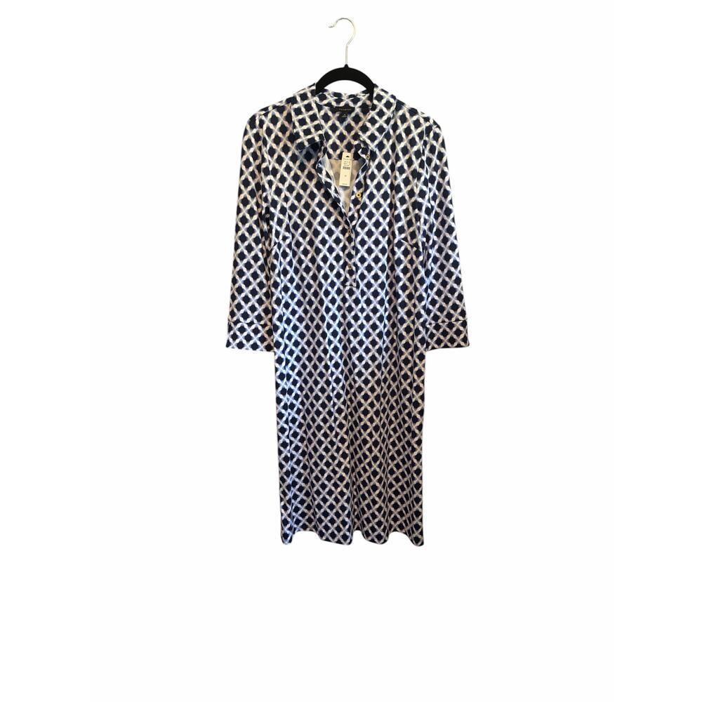 Talbots Geometric Print Shibori Star Jersey Collared Shirtdress NWT Sz Medium